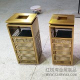 廣州天河區(qū)物業(yè)采購鏤空式土豪金方形不銹鋼垃圾桶項目