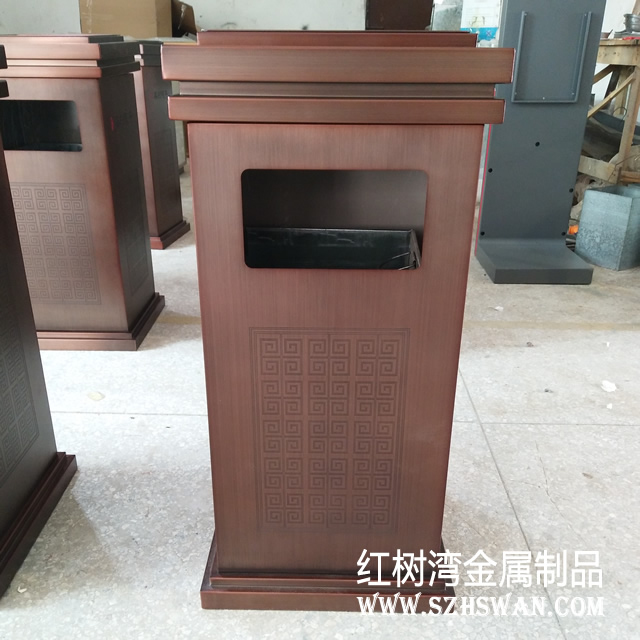 深圳美的院子定制電鍍方形不銹鋼垃圾桶產品